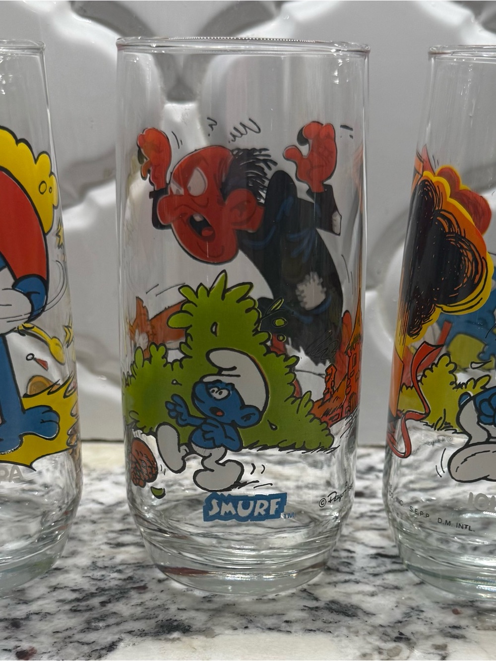 Vintage 1982 Smurf’s Collector’s Set of Three Glass